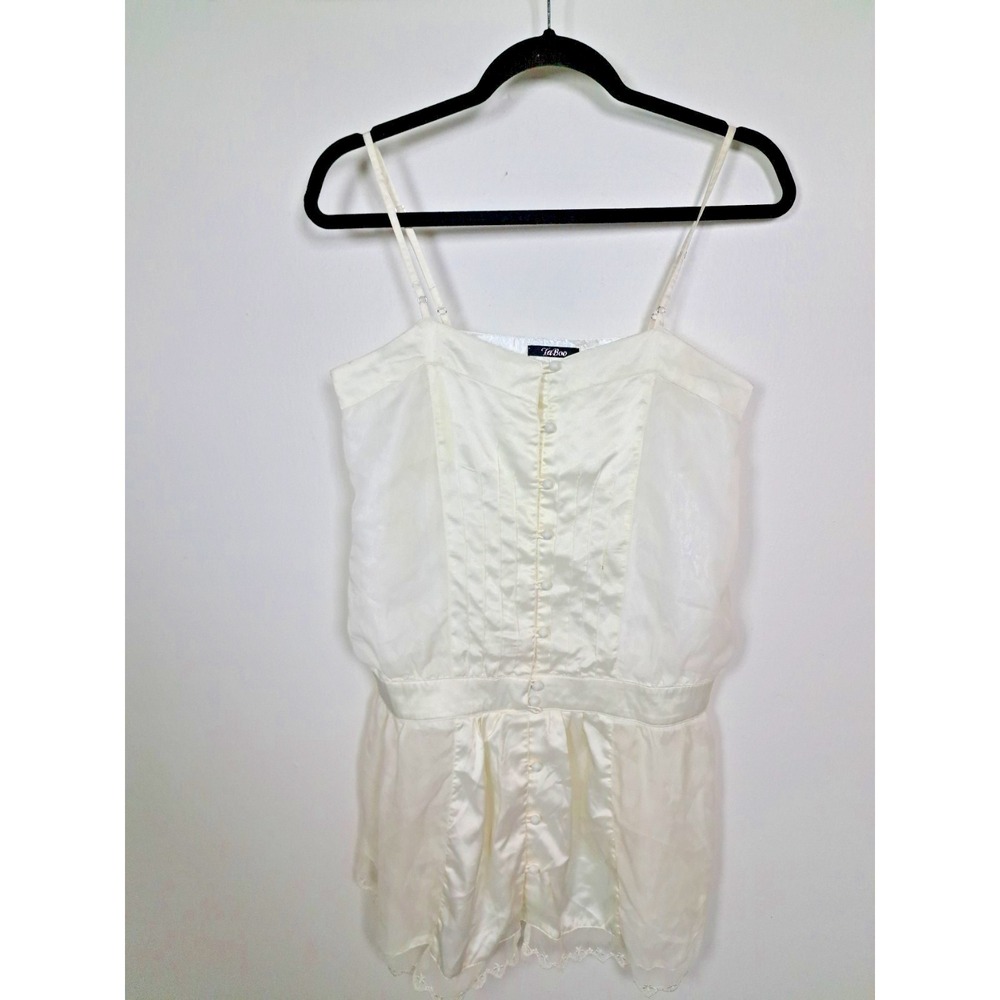 Taboo Brand Camisole Medium Ivory‎  Satin Lace Trim Coquette Romantic Y2K